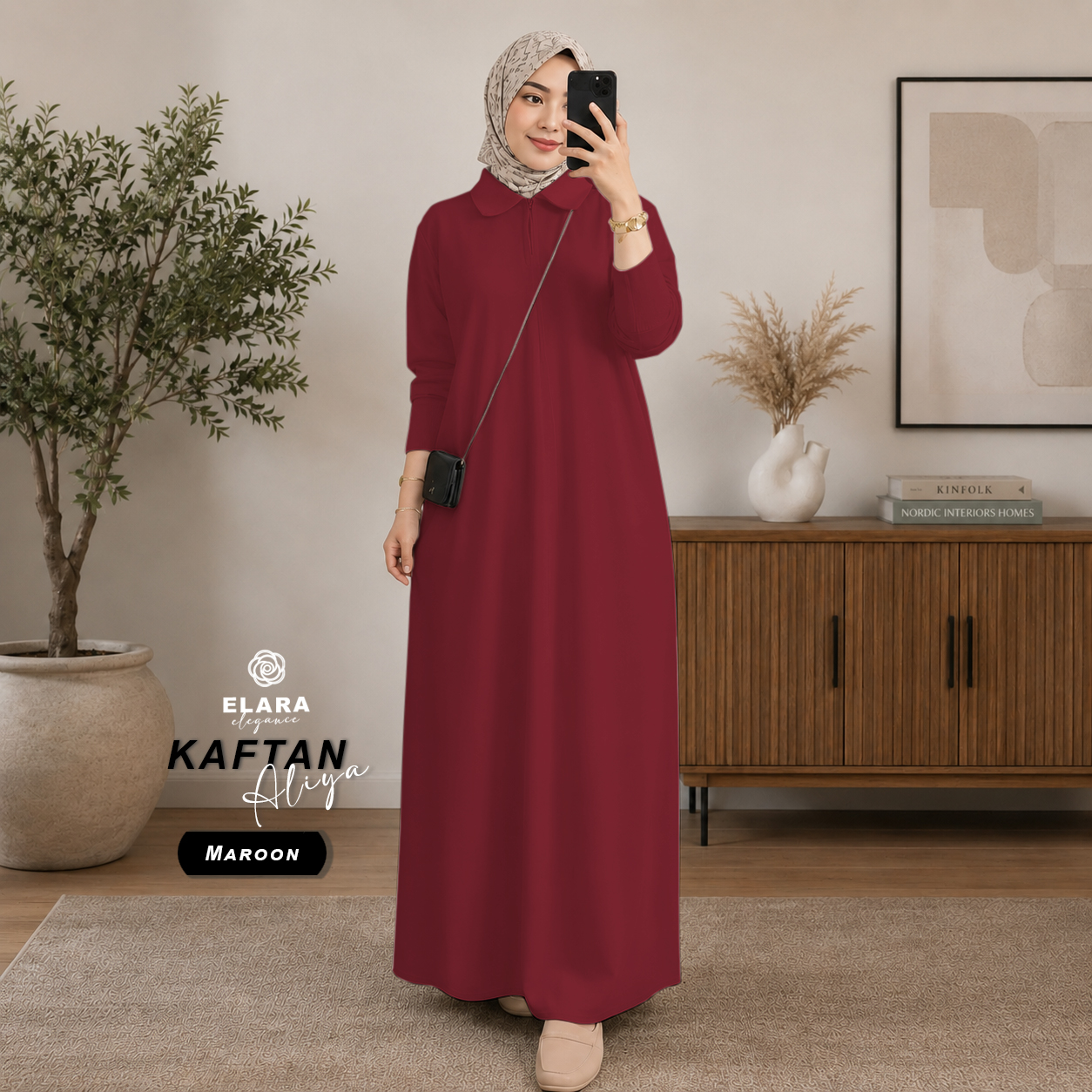 Kaftan Aliya Maroon