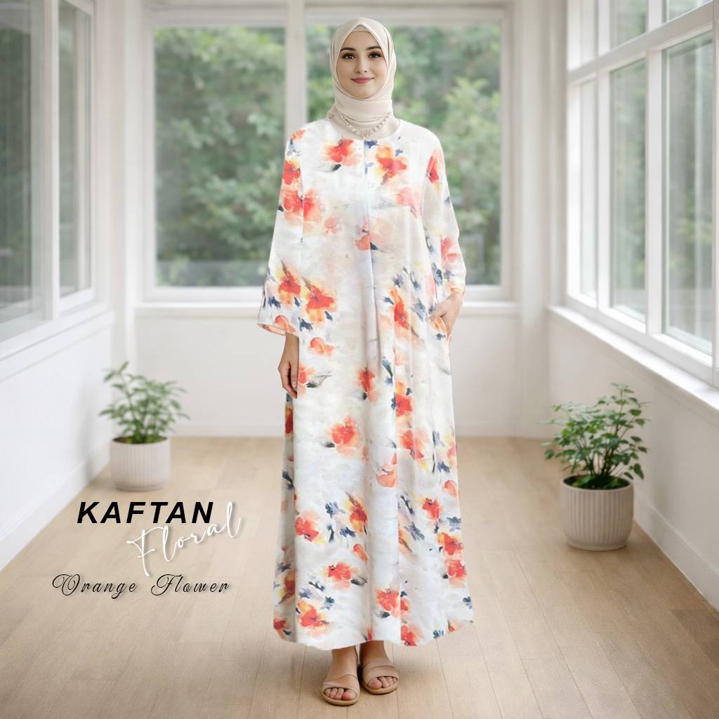 Kaftan Floral Orange Flower