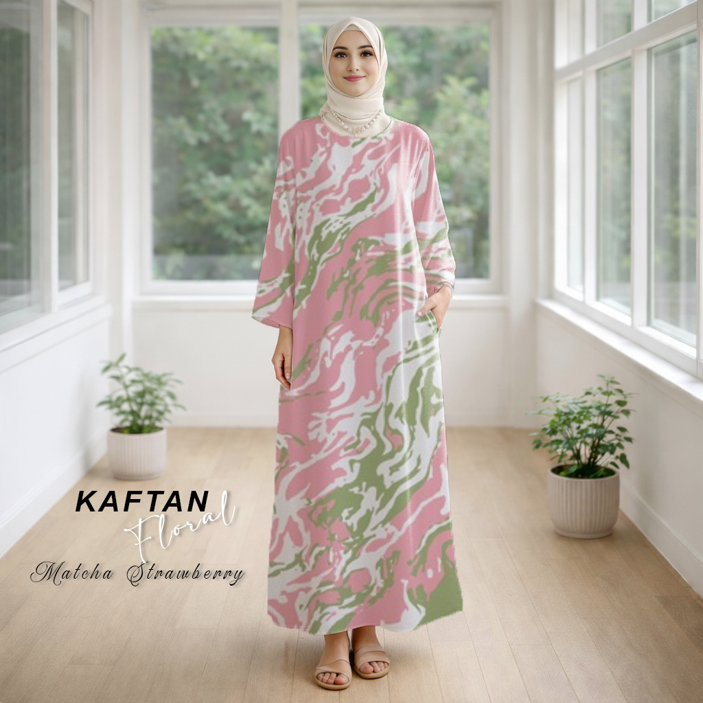 Kaftan Floral Matcha Strawberry