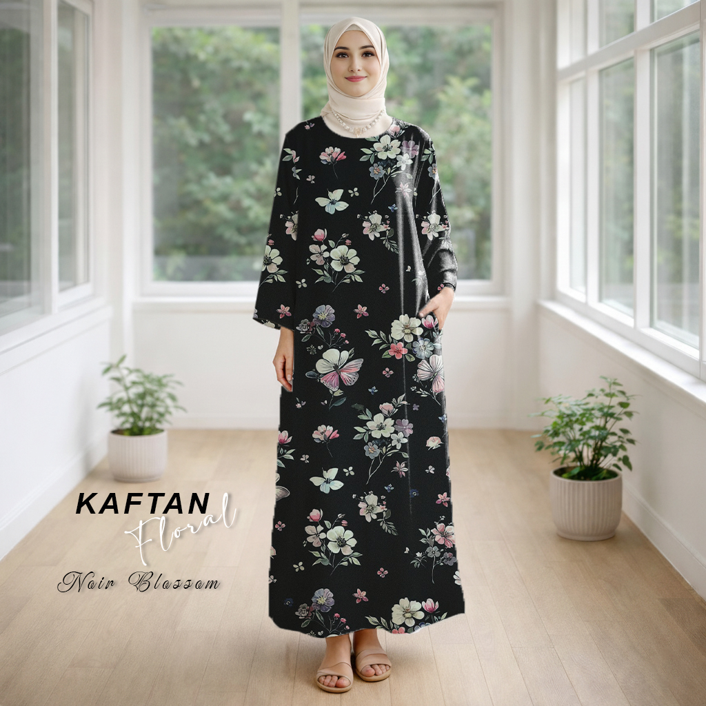 Kaftan Floral Noir Blossom