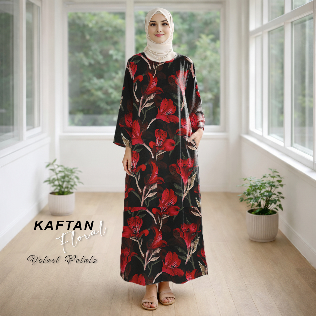 Kaftan Floral Velvet Petals