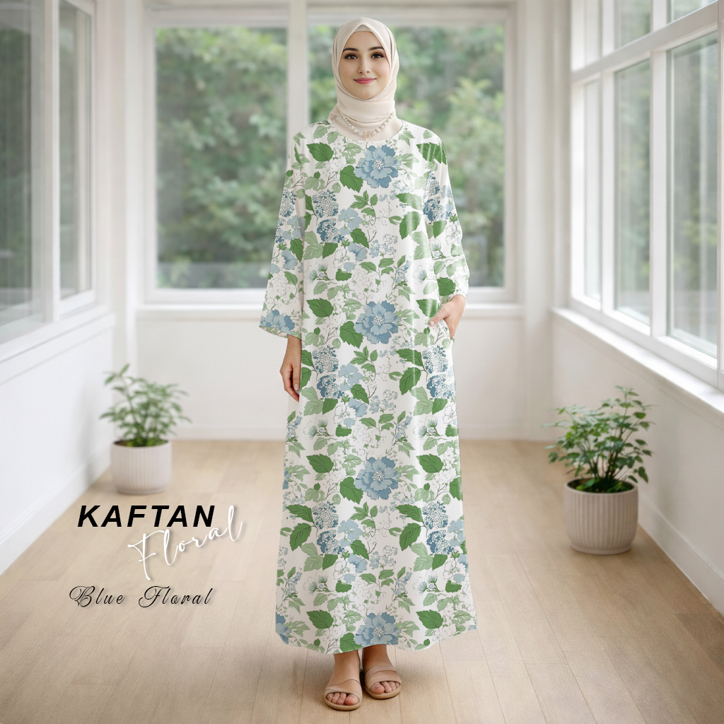 Kaftan Floral Blue Floral