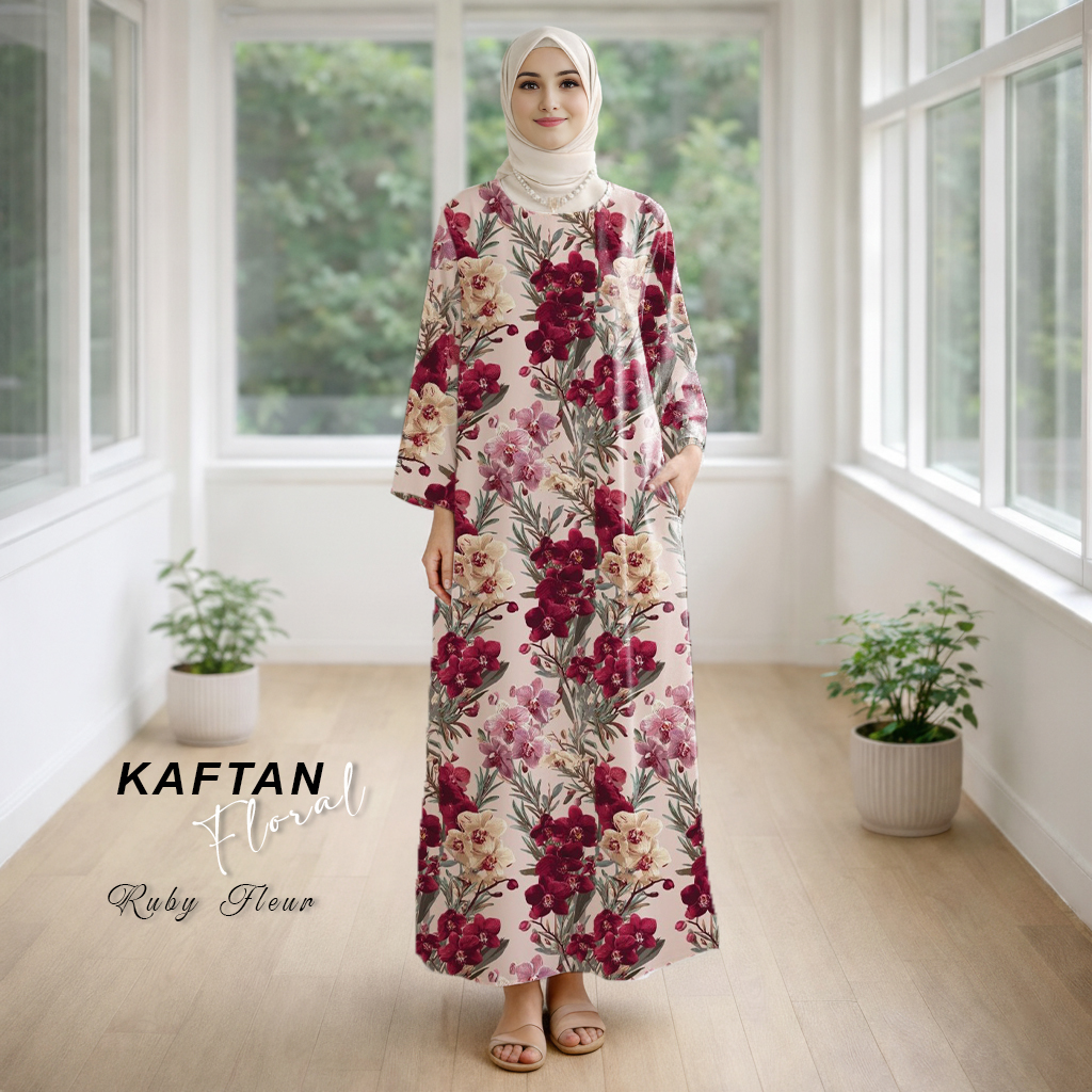 Kaftan Floral Ruby Fleur