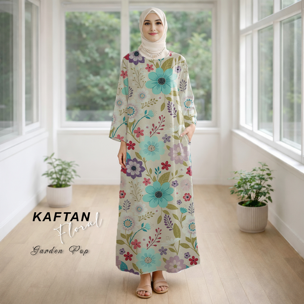 Kaftan Floral Garden Pop