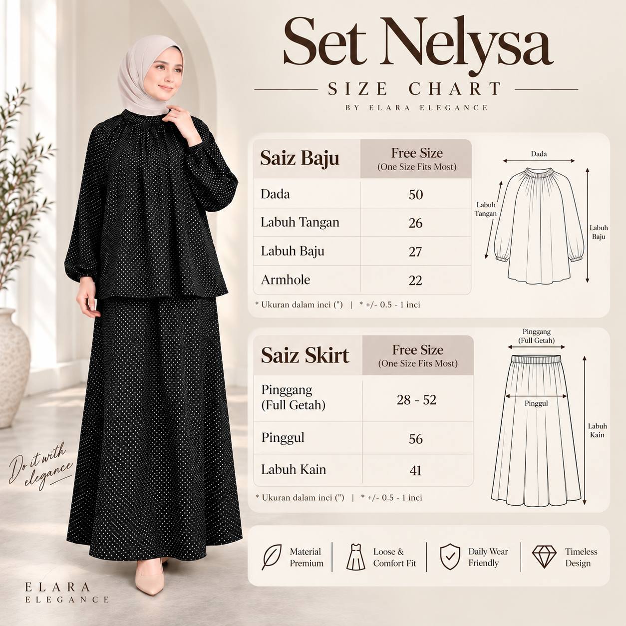 Carta Ukuran Set Nelysa