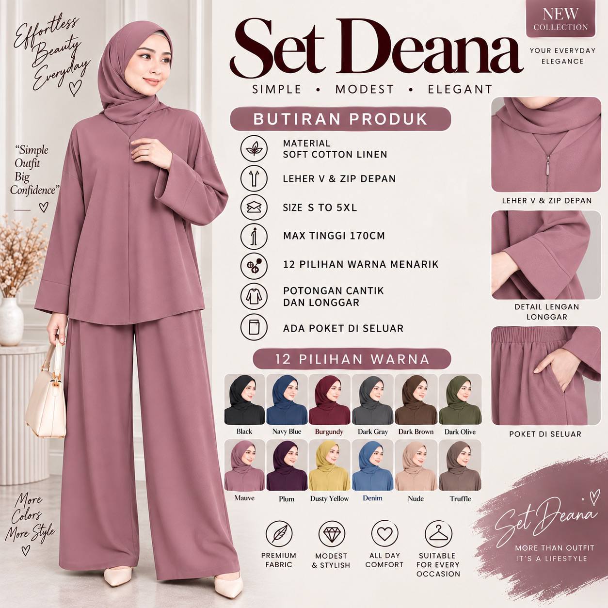 Butiran Jahitan Set Deana